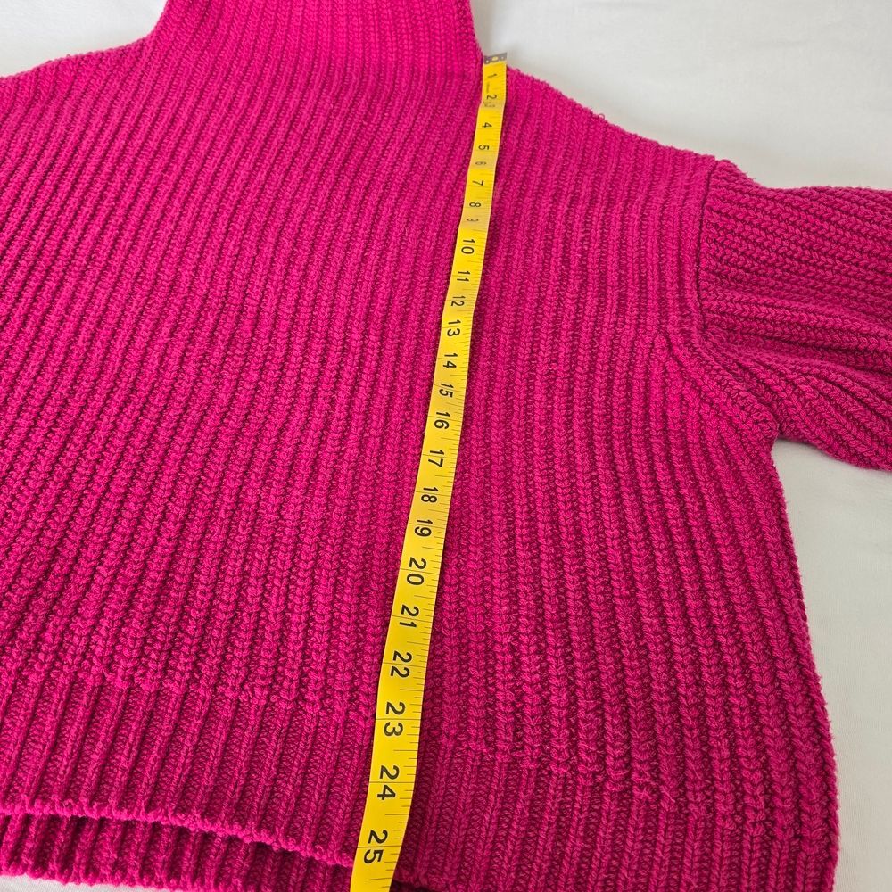 Free People Swim Too Deep Sweater Hot Pink Oversized Chunky Turtleneck Small - Picture 5 of 11